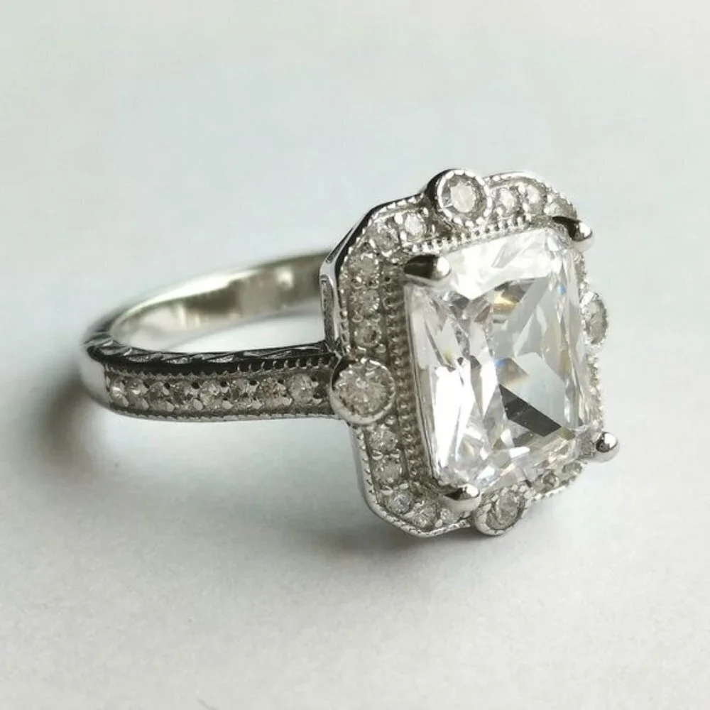 Sterling silver cz engagement cocktail ring size 7 🆕